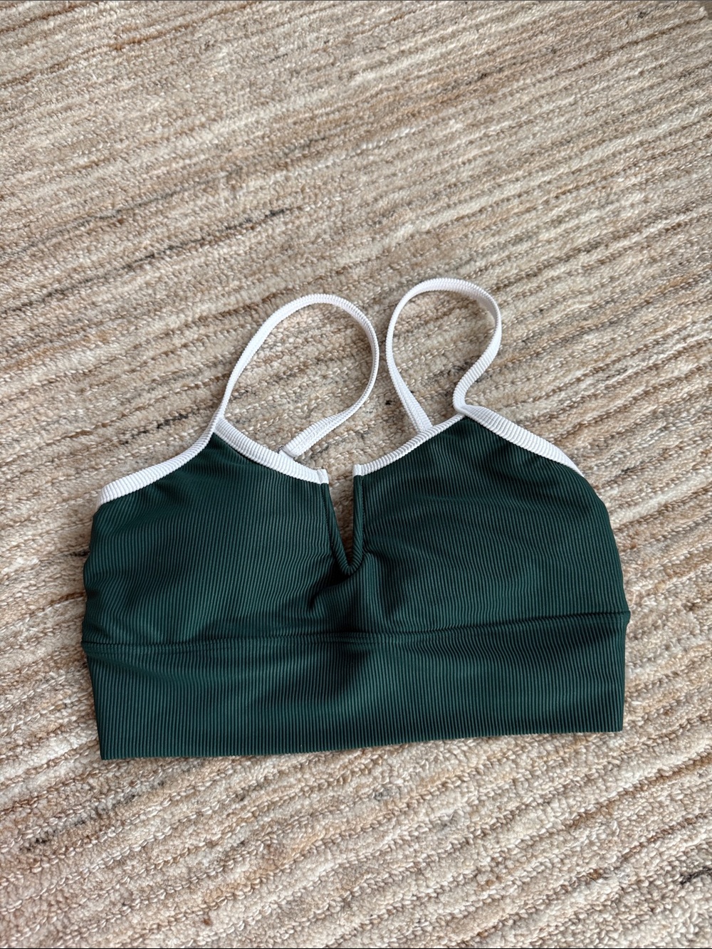 Dark Green Ribbed Lain Snow Bikini top